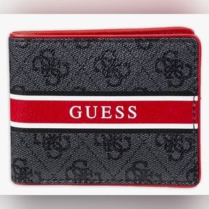 Guess Slim Logo Striped Bifold Wallet